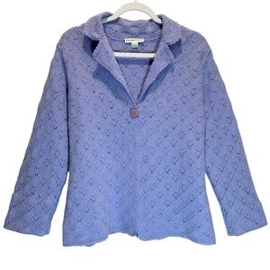 Pendleton Lavender Merino Wool Textured Cardigan Sweater Jacket - Large